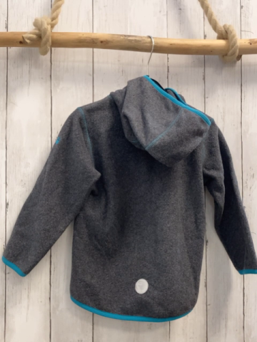 Jako-o  Jacke  Gr. 98  grau türkis Bund + Reißverschluss Kapuze 