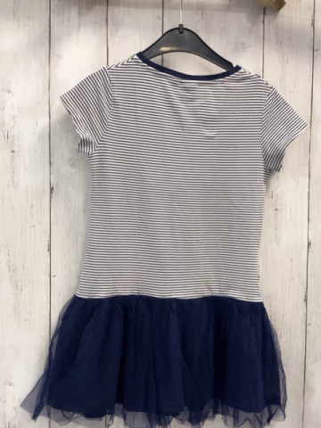 manguun Kleid  Gr. 122  blau weiße Streifen blauer Tüllrock silber Pailettenstern 