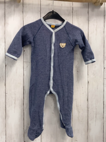 Steiff  Schlafanzug  Gr. 74  blau hellgrau meliert hellblauer Bund 