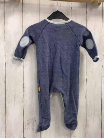 Steiff  Schlafanzug  Gr. 74  blau hellgrau meliert hellblauer Bund 