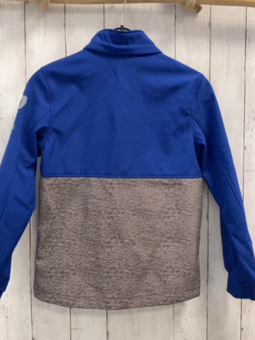 H&M  Softshelljacke  Gr. 146/152  blau + grau hellgrau meliert schwarzer Bund 