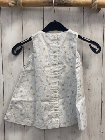 Vertbaudet  Kleid  Gr. 80  weiß hellblau goldener Muscheldruck