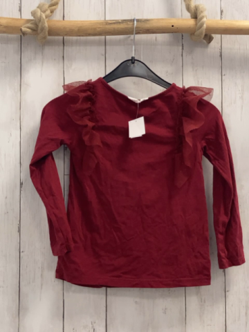 H&M  Langarmshirt  Gr. 110  rot Netzrüschen mit Glitzer 