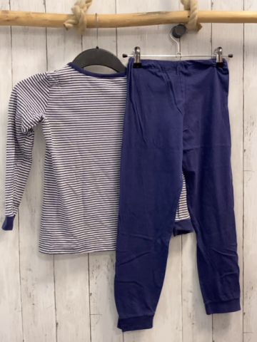 2tlg Schiesser  Schlafanzug  Gr. 128  blau weiße Streifen Bär + blau 