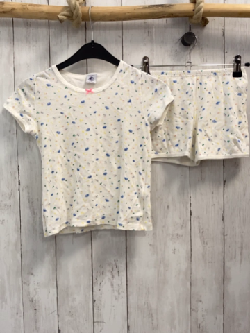 2tlg Petit Bateau  T-Shirt + Shorts  Gr. 116  weiß bunte Blumen 