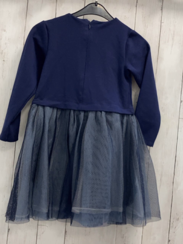   Kleid Gr. 116  blaues Oberteil mit Steinen hellblau weiß blaue Tüllüberrock 