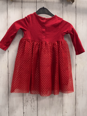  Kleid  Gr. 80  rotes Oberteil Tüllüberrock goldene Glitzerpunkte 
