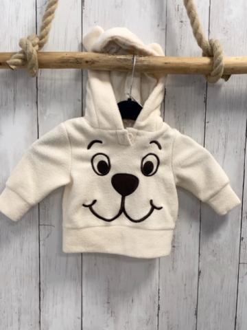   Pullover  Gr. 62  creme Fleece Kapuze mit Ohren braunes Bärengesicht 