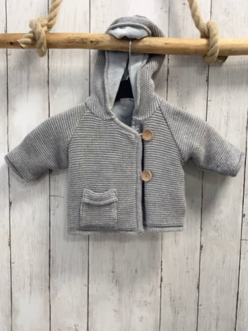   Strickjacke  Gr. 68  grau Kapuze graues Plüschfutter 