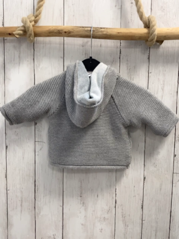   Strickjacke  Gr. 68  grau Kapuze graues Plüschfutter 