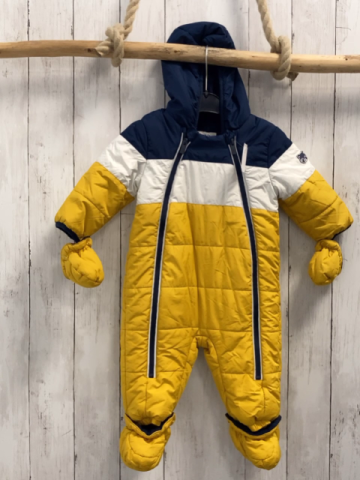 3tlg  Winteroverall  Gr. 74  mais weiß blau mit Handschuhen + Schühchen 