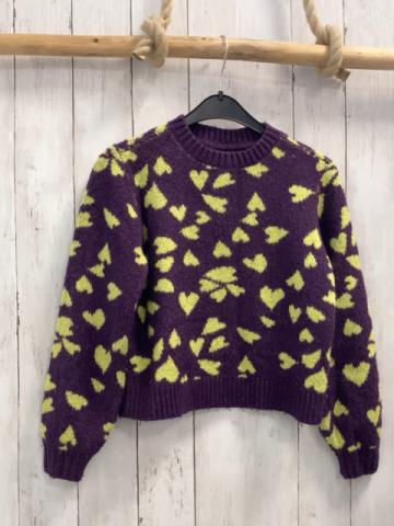 S´Oliver  Pullover  Gr. 128  lila gelbe Herzen 