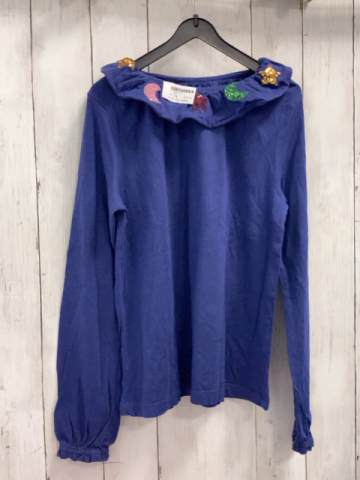 Mini Boden  Langarmshirt  Gr. 152  lila Rüschenkragen mit bunten Pailettensternen + -monden 