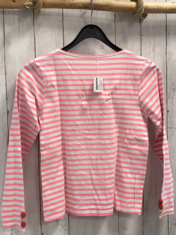 Billieblush  Langarmshirt  Gr. 146/152  rosa weiße Streifen goldene Glitzerpunkte Bommel 