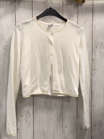 Petit Bateau  Strickjacke  Gr. 152  weiß Lochmuster 