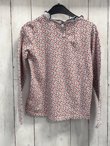 Okaidi Langarmshirt  Gr. 128  weiß blau rote Pferde weißer Kragen 