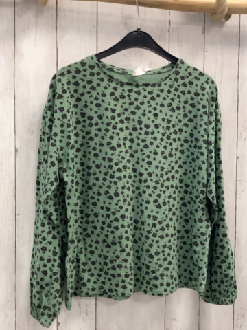 Zara  Langarmshirt  Gr. 152  grün schwarze Blumen
