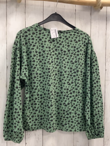 Zara  Langarmshirt  Gr. 152  grün schwarze Blumen