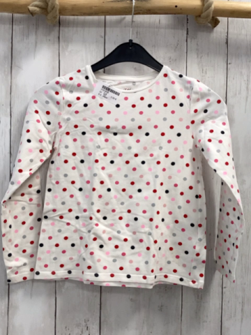 H&M Langarmshirt  Gr. 122  weiß bunte Punkte 