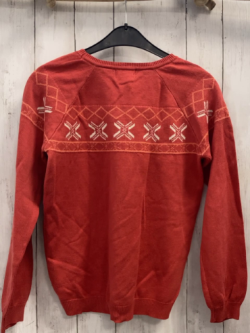 Jako-o  Pullover  Gr. 152  hellrot Strick weiß orange Muster 