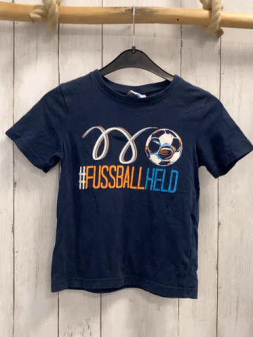   T-Shirt  Gr. 110  blau Fußball Schrift 