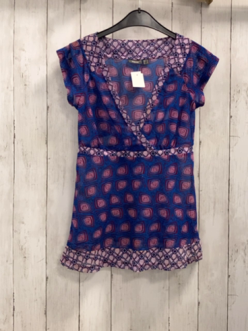 Mexx  Sommerbluse  Gr. S blau rosa rote Rauten leicht transparent 