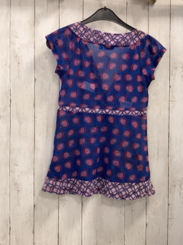 Mexx  Sommerbluse  Gr. S blau rosa rote Rauten leicht transparent 