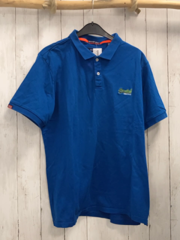 SuperDry  T-Shirt  Gr. XXL marineblau Polokragen rot weiße Schrift 