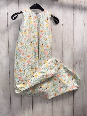   Schlafsack Gr. 110cm  weiß Flamingos Vögel bunte Blätter + Früchte 