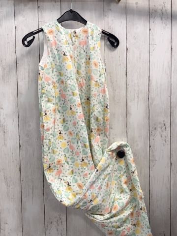   Schlafsack Gr. 110cm  weiß Flamingos Vögel bunte Blätter + Früchte 