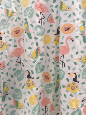   Schlafsack Gr. 110cm  weiß Flamingos Vögel bunte Blätter + Früchte 