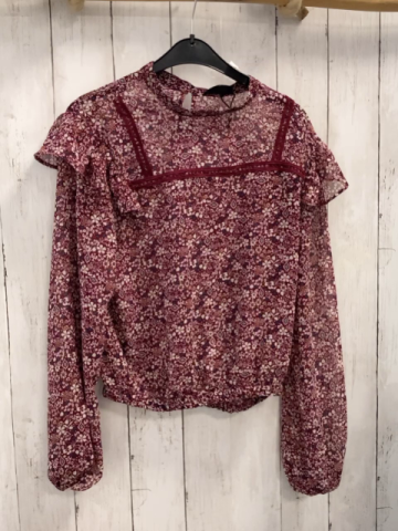 Tally Weijl  Bluse  Gr. 152  weinrot Blumen leicht transparent 