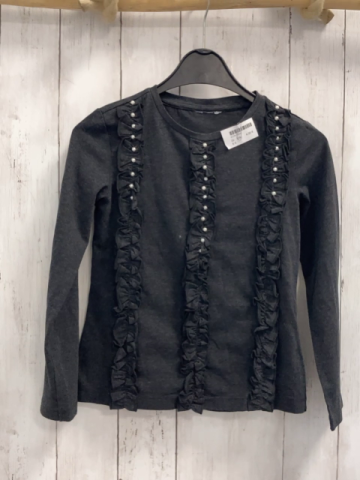   Langarmshirt  Gr. 128  grau Rüschen Perlen