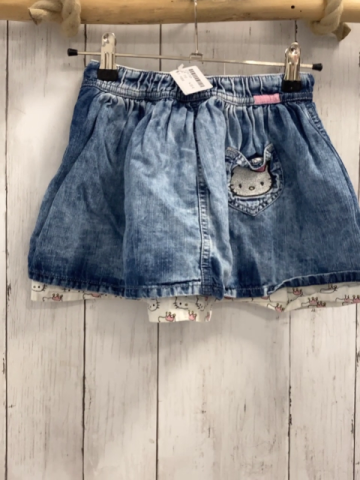 H&M  Rock Gr. 110  blau Jeans weißer Saum mit Hello Kitty 