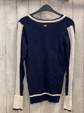 Tom Tailor  Pullover  Gr. 164/170  blau Strick weißer Streifen am Ärmel weißer Bund 