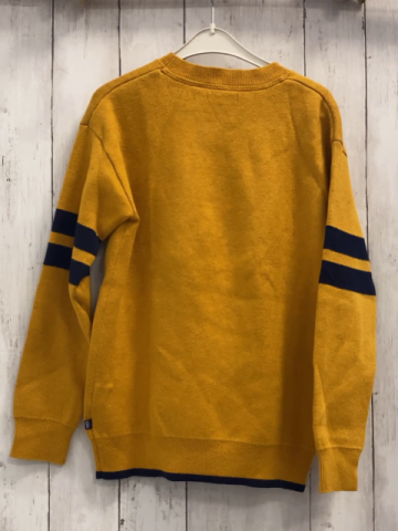 Okaidi  Pullover  Gr. 140  mais Strick Bärenkopf blaue Streifen am Ärmel + blauer Bund 