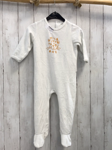 vertbaudet Schlafanzug Gr. 80  weiß nicki Leopardenkopf