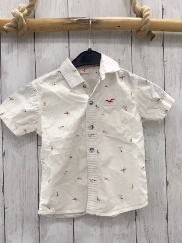   Sommerhemd  Gr. 104  weiß bunte Möwen Surfer 