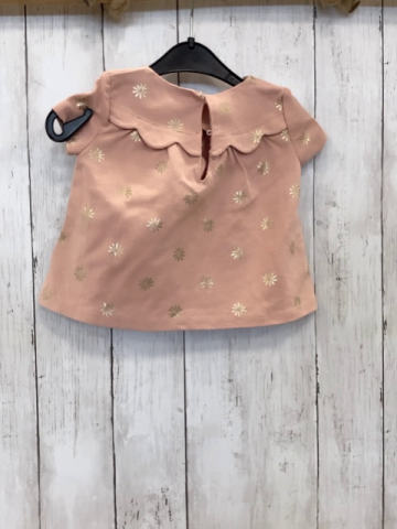 Catherine Malandrino  T-Shirt  Gr. 68  altrosa goldene glänzende Blumen 