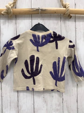 Zara  Langarmshirt  Gr. 86  beige lila grau Blätter 