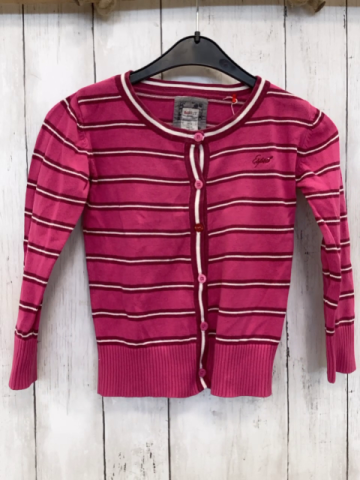 Esprit  Strickjacke  Gr. 104  pink weinrot weiße Streifen 