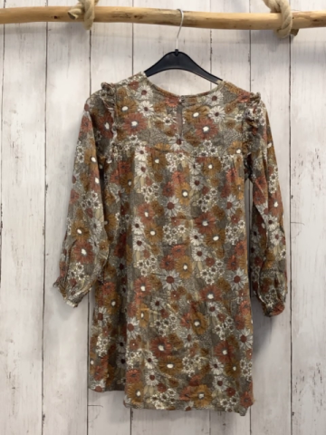 vertbaudet Kleid Gr. 128  grau Blumen