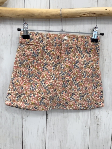 H&M  Rock Gr. 104  creme Feinkord bunte Blumen Bund verstellbar 