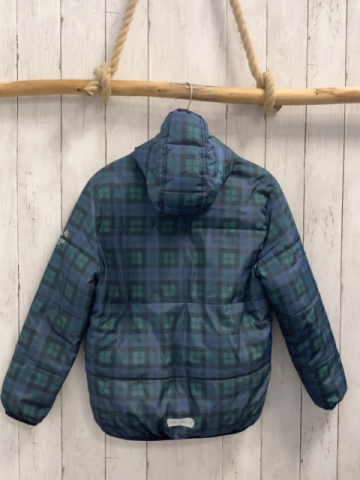 Tom Tailor  Winterjacke  Gr. 128  grau blau grün kariert Kapuze 