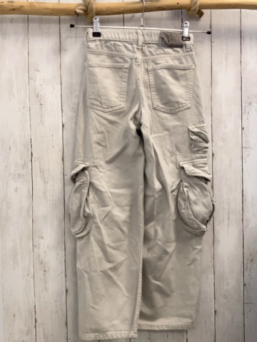 zara Hose Gr. 140  grau Jeans weites Bein Taschen Bund verstellbar