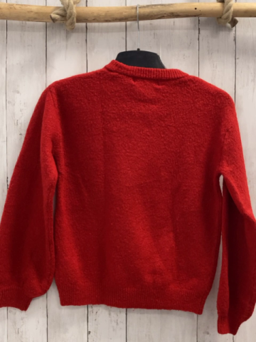 H&M  Pullover  Gr. 134/140  rot Strick Schleifen aus weißen Perlen