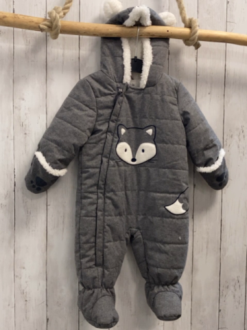   Winteroverall Gr. 74  grau weißer Plüschbund + weißes Plüschfutter + weiße Plüschohren 