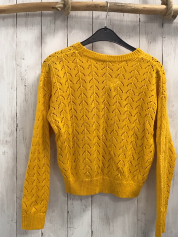 H&M Pullover Gr. XS gelb Lochmuster Strick