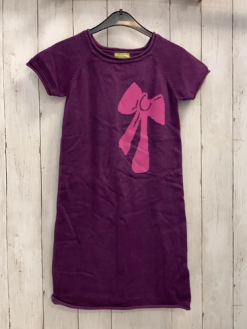 Vertbaudet  Kleid  Gr. 140  pflaume Strick pink Schleife 