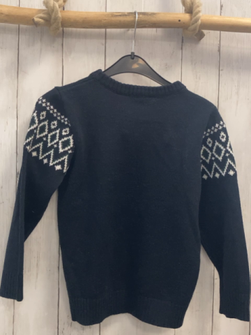 H&M  Pullover  Gr. 122  blau Strick + weiß grüne Rauten 